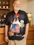 Hardaddy Big Size American Flag Rooster Chest Pocket Short Sleeve Shirt