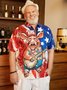 Hardaddy Big Size Flag Animal Pig Chest Pocket Short Sleeve Casual Shirt