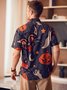 Men's Halloween Pumpkin Cat Print Casual Breathable Short Sleeve Shirt