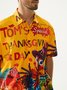 Hardaddy Thanksgiving Turkey Chest Pocket Short Sleeve Casual Shirt