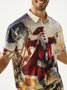 Hardaddy Christmas Pirate Santa Chest Pocket Short Sleeve Hawaiian Shirt