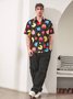 Hardaddy Pac Man Shirt Cartoon Pattern Chest Pocket Short Sleeve Casual Shirt