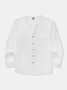 Hardaddy Cotton Plain Long Sleeves Notch Neck Casual Shirt