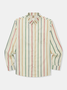 Multicolor Striped Chest Pocket Long Sleeves Casual Shirt