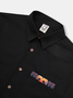 Hardaddy Cotton Patchwork Flame Print Chest Pocket Long Sleeved Shirt
