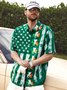 Hardaddy Hawaiian Button Up Shirt for Men Green St. Patrick's Day Lucky Clover American Flag Sharmark Regular Fit Short Sleeve Shirt St Paddy's Day Shirt