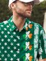 Hardaddy Hawaiian Button Up Shirt for Men Green St. Patrick's Day Lucky Clover American Flag Sharmark Regular Fit Short Sleeve Shirt St Paddy's Day Shirt