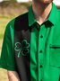 Hardaddy Hawaiian Button Up Shirt for Men Green St. Patrick's Day Lucky Clover Regular Fit Short Sleeve Bowling Shirt St Paddy's Day Shirt