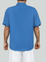 Hardaddy 100%Cotton Patchwork Floral Regular Fit Blue Men Short Sleeve Hawaiian Casual Shirt