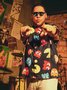 Hardaddy Pac Man Shirt Cartoon Pattern Chest Pocket Short Sleeve Casual Shirt