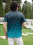 Hardaddy Ombre Abstract Geometric Button Short Sleeve Polo Shirt