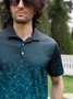 Hardaddy Ombre Abstract Geometric Button Short Sleeve Polo Shirt