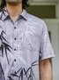 Hardaddy Hawaiian Shirt for Men Grey Bamboo Chest Pocket Short Sleeve Casual Button Down Shirt