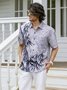 Hardaddy Hawaiian Shirt for Men Grey Bamboo Chest Pocket Short Sleeve Casual Button Down Shirt