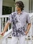 Hardaddy Hawaiian Shirt for Men Grey Bamboo Chest Pocket Short Sleeve Casual Button Down Shirt