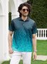 Hardaddy Ombre Abstract Geometric Button Short Sleeve Polo Shirt