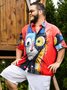 Moisture-wicking Cat Illustration Chest Pocket Hawaiian Shirt