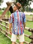 Hardaddy American Flag Striped Chest Pocket Short Sleeve Casual Shirt