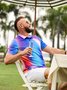 Hardaddy Gradient Color Button Short Sleeve Polo Shirt