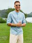 Hardaddy Cotton Linen Plain Color Casual Light Blue Regular Fit Long Sleeve Shirt Hawaiian Shirts For Men