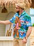 Hardaddy  Flamingo Chest Pocket Short Sleeve Hawaiian Shirt