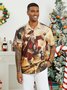 Hardaddy Christmas Pirate Santa Chest Pocket Short Sleeve Hawaiian Shirt