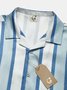 Cotton Linen Striped Casual Short Sleeve Shirt