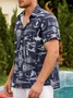 Hardaddy Mens Aerospace Machine Print Casual Breathable Short Sleeve Hawaiian Shirt