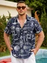 Hardaddy Mens Aerospace Machine Print Casual Breathable Short Sleeve Hawaiian Shirt