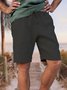 Hardaddy Men's Cotton Linen Style Elastic Waist Casual Shorts