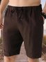 Hardaddy Men's Cotton Linen Style Elastic Waist Casual Shorts
