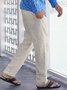 Hardaddy Cotton and Linen Plain Hawaiian Casual Trousers