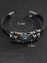Hardaddy Men's Resort Stainless Steel Devil's Eye Leather Bracelet