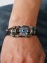 Hardaddy Men's Resort Stainless Steel Devil's Eye Leather Bracelet