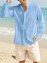 Hardaddy Cotton Linen Plain Color Casual Long Sleeve Shirt