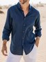 Cotton Linen Plain Color Casual Long Sleeve Shirt