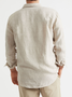 American leisure net color cotton and linen style flax long sleeve Shirt