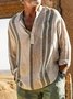 Hardaddy Men Striped Casual Spring/Fall Polyester Holiday Regular Fit Long sleeve Regular H-Line Casual Shirts