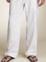 Solid Color Elastic Waist Trousers Casual Style Bottoms
