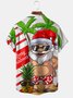 Big Size Santa Surfing Short Sleeve Hawaiian Shirt