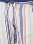Striped Rubber Band Drawstring Casual Shorts