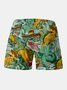 Cinco De Mayo Dinosaur Drawstring Beach Shorts