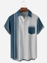 Striped Chest Pocket Short Sleeve Bowling Shirt