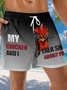 Hardaddy Rooster Drawstring Beach Shorts