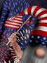 Hardaddy American Flag Gnome Chest Pocket Short Sleeve Casual Shirt