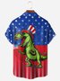 4th of July Dinosaur Chest Pocket Short Sleeve Casual Shirt