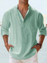 Hardaddy Cotton Linen Plain Color Casual Light Blue Regular Fit Long Sleeve Shirt Hawaiian Shirts For Men