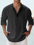 Hardaddy Cotton Linen Plain Color Casual Light Blue Regular Fit Long Sleeve Shirt Hawaiian Shirts For Men