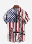 Hardaddy Patriotic Hawaiian Shirts Flag Coconut Tree Chest Pocket Short Sleeve Casual Shirt