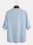 Hardaddy Big Size Cotton Plain Casual Stand Collar Long Sleeve Shirt